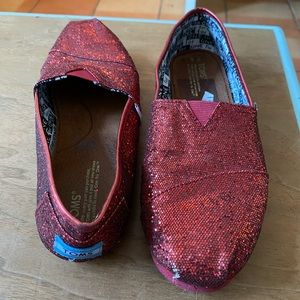 Red glitter TOMS